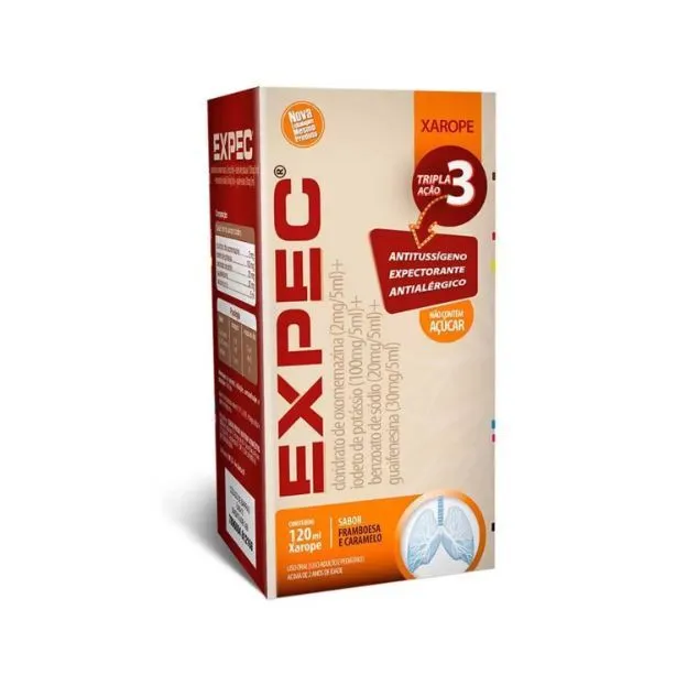 Xarope Expec Sabor framboesa e caramelo 120ml